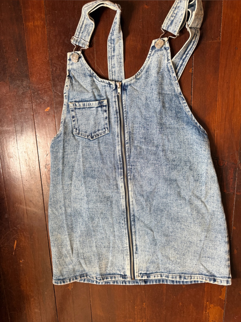 PacSun Light Wash Denim Overall Dress with Front Zip